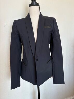 Maje Navy Blue Label Detail Jacket